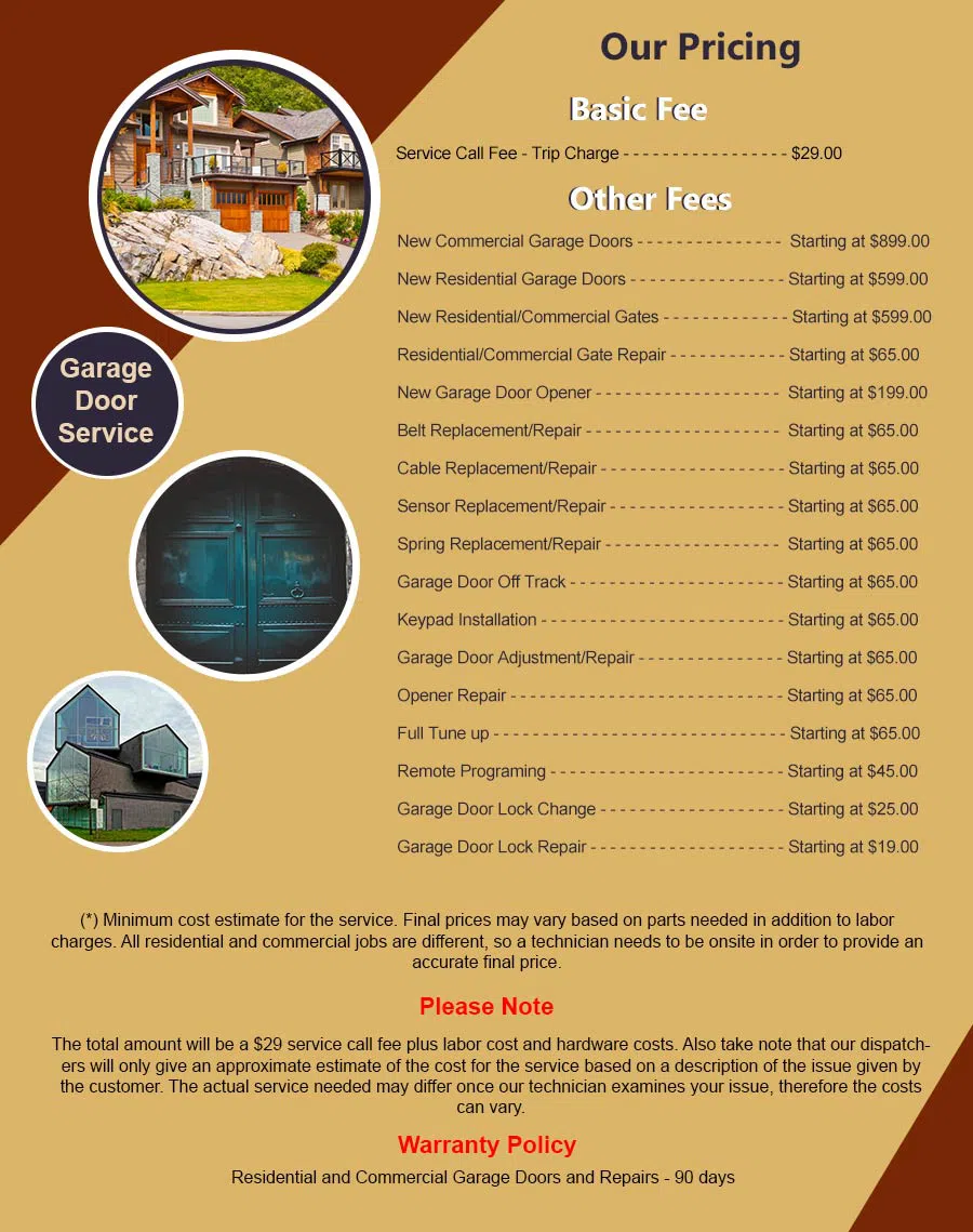 5 Star Garage Doors Glendale, AZ 623-295-3089 - pricelist6